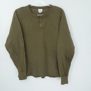Vintage LL Bean Shirt Mens L Brown River‎ Drivers Henley Two Layer Wool Blend